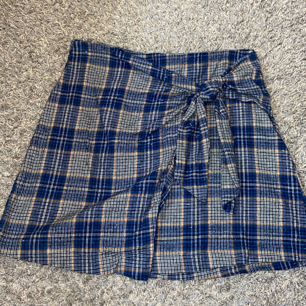 Blue plaid bow skirt